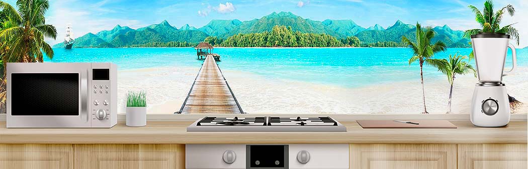 Кухня с фартуком Море 1596 Кухня фото Море 1596
