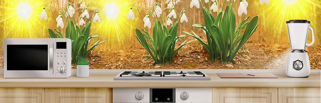 Кухня с фартуком Цветы 2253 Кухня фото Цветы 2253