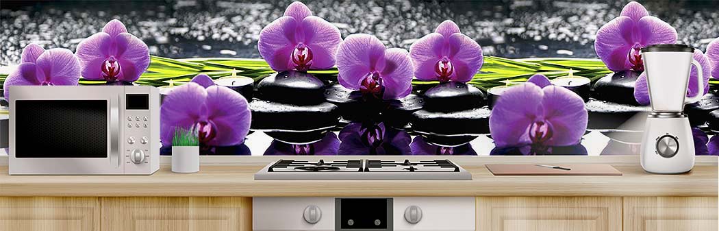 Кухня с фартуком Цветы 2708 Кухня фото Цветы 2708