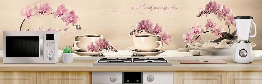 Кухня с фартуком Цветы 4816 Кухня фото Цветы 4816