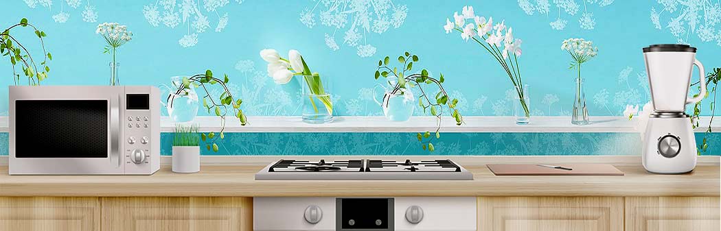 Кухня с фартуком Цветы 5759 Кухня фото Цветы 5759