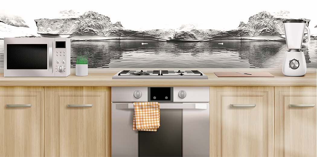 Кухни каталог Природа 5798 черно-белое Фартук под кухню черно-белый Природа 5798