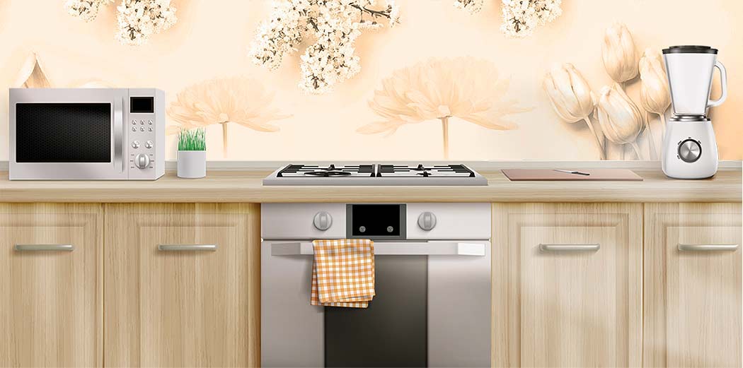 Кухни каталог Цветы 0995 сепия Фартук под кухню Цветы 0995 сепия
