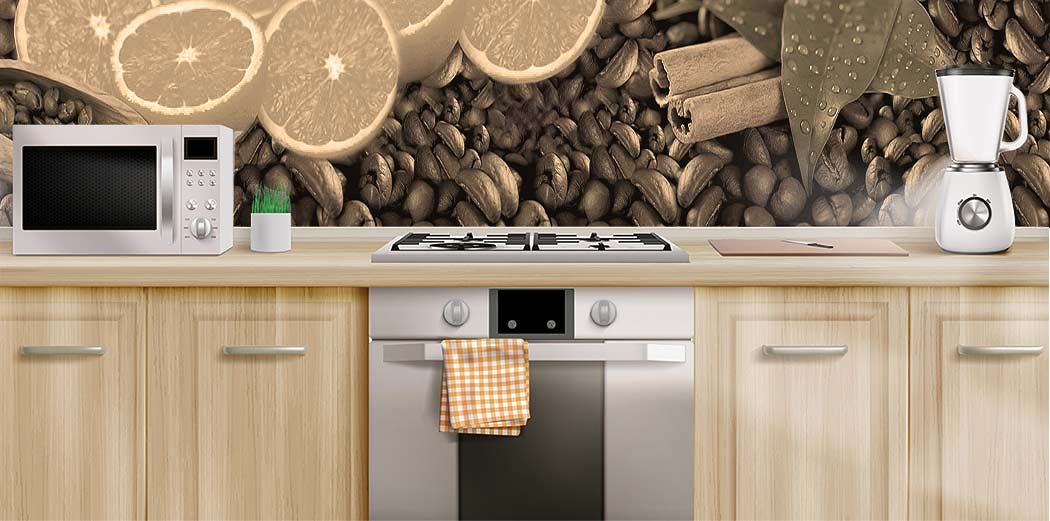 Кухни каталог Еда 3797 сепия Фартук под кухню Еда 3797 сепия
